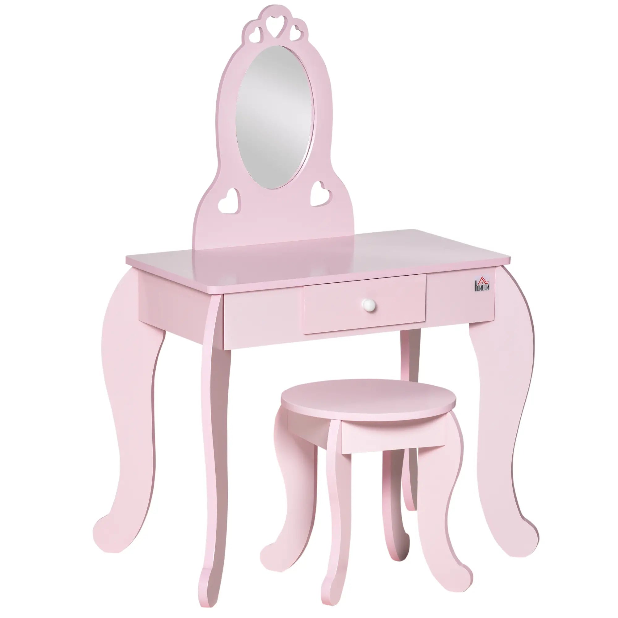 Kids Vanity Set with Mirror, Stool, Drawer, 3-6 Years, Pink Toy Vanity at Gallery Canada
