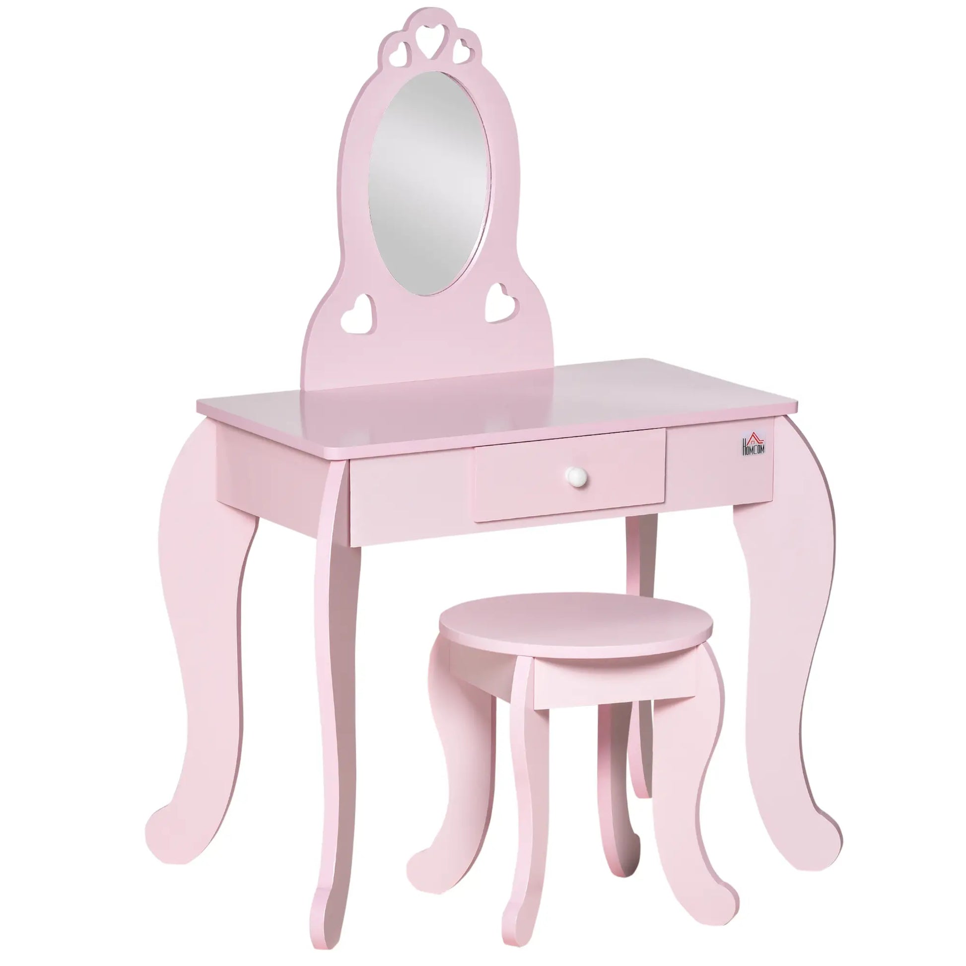 Kids Vanity Set with Mirror, Stool, Drawer, 3-6 Years, Pink Toy Vanity at Gallery Canada