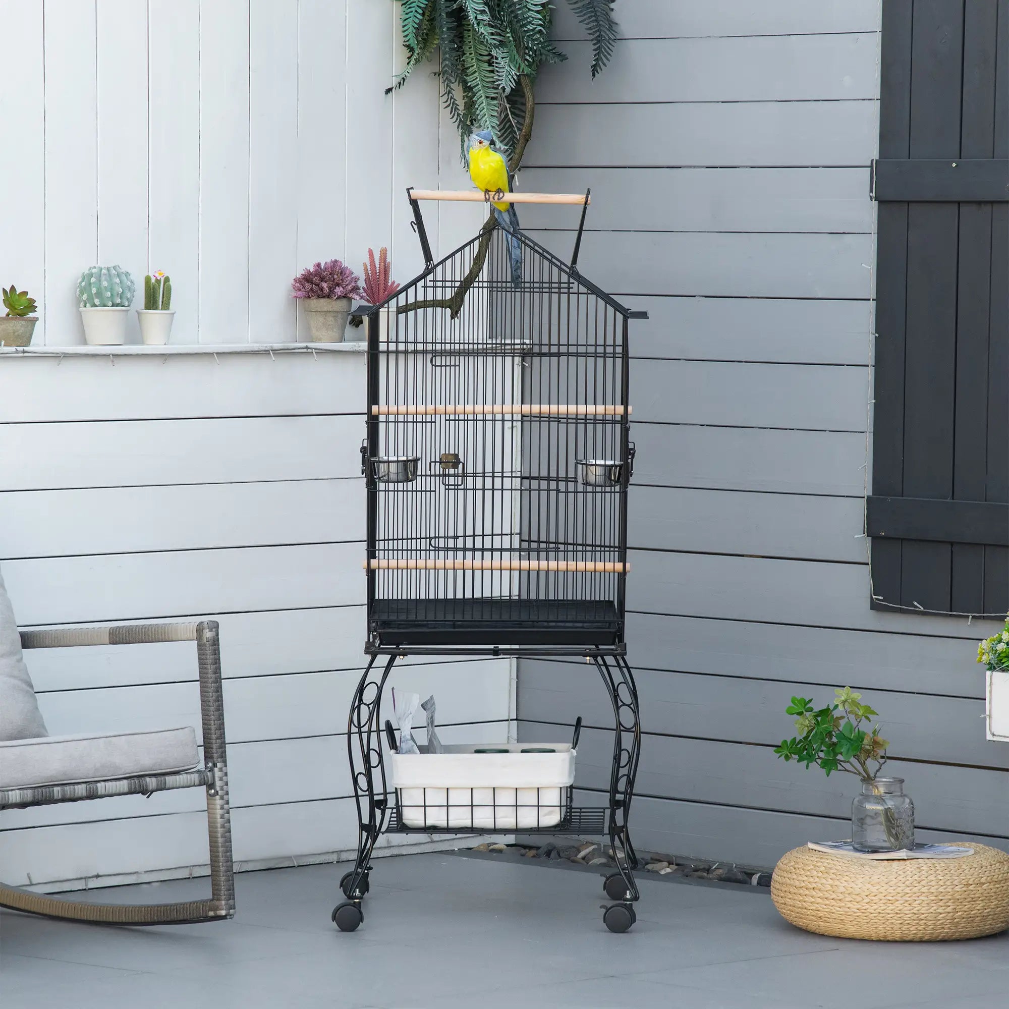 57 Inch Bird Cage for Cockatiel, Conure, Rolling Stand, Pull Out Tray Bird Cages at Gallery Canada