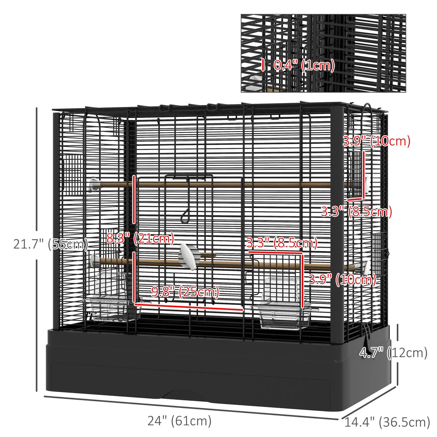 22" Bird Cage for Budgies, Finches, Canaries, Black Bird Cages at Gallery Canada