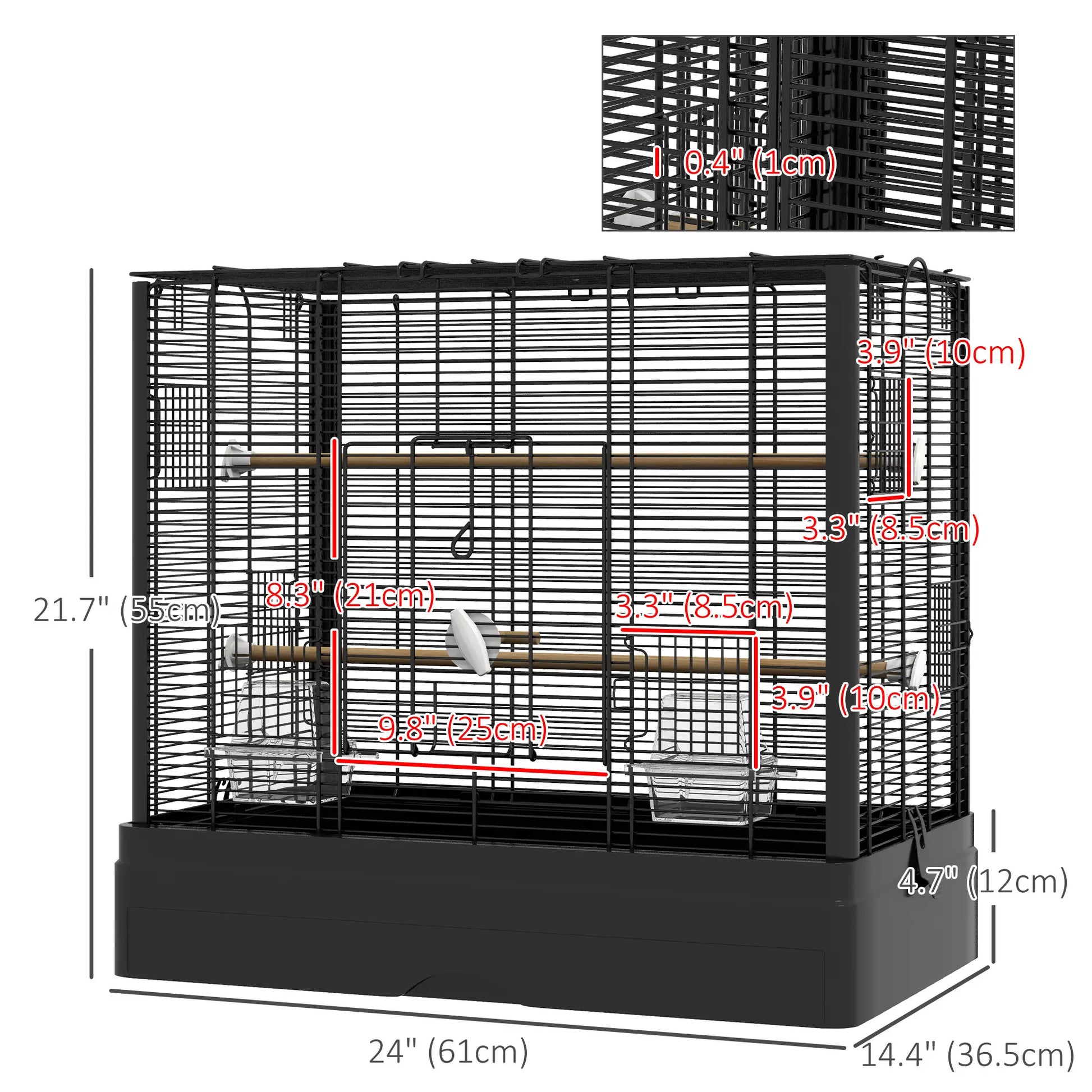 22" Bird Cage for Budgies, Finches, Canaries, Black Bird Cages at Gallery Canada