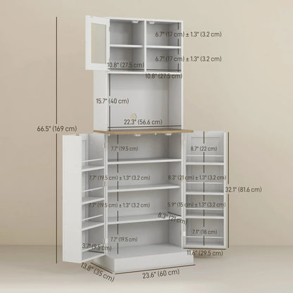 66.5" Tall Kitchen Pantry Cabinet, Microwave Hutch, Adjustable Shelves, White Kitchen Pantry Cabinets at Gallery Canada