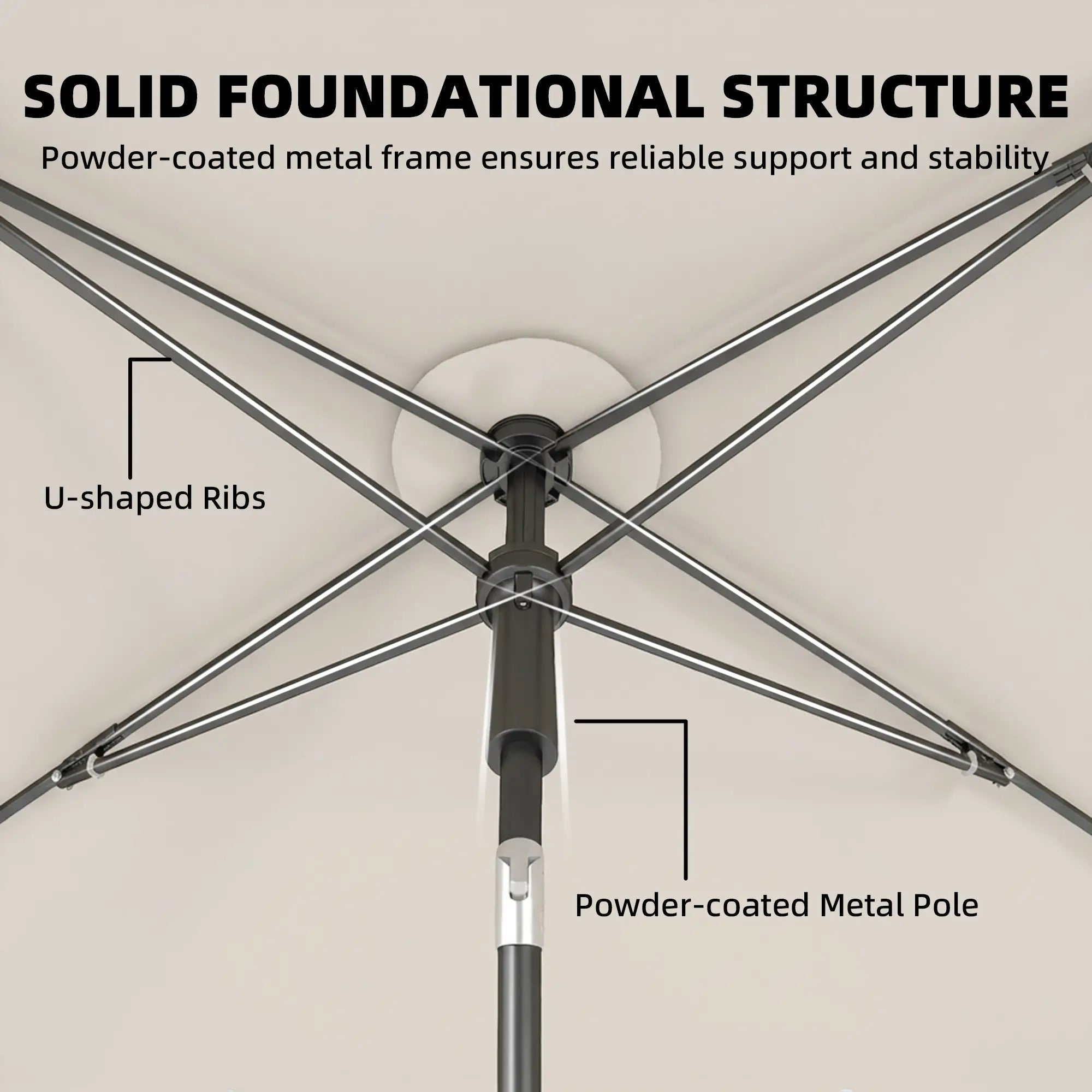 6' x 4' Beige Rectangular Patio Umbrella with Tilt Crank, Beige Sun Umbrellas at Gallery Canada