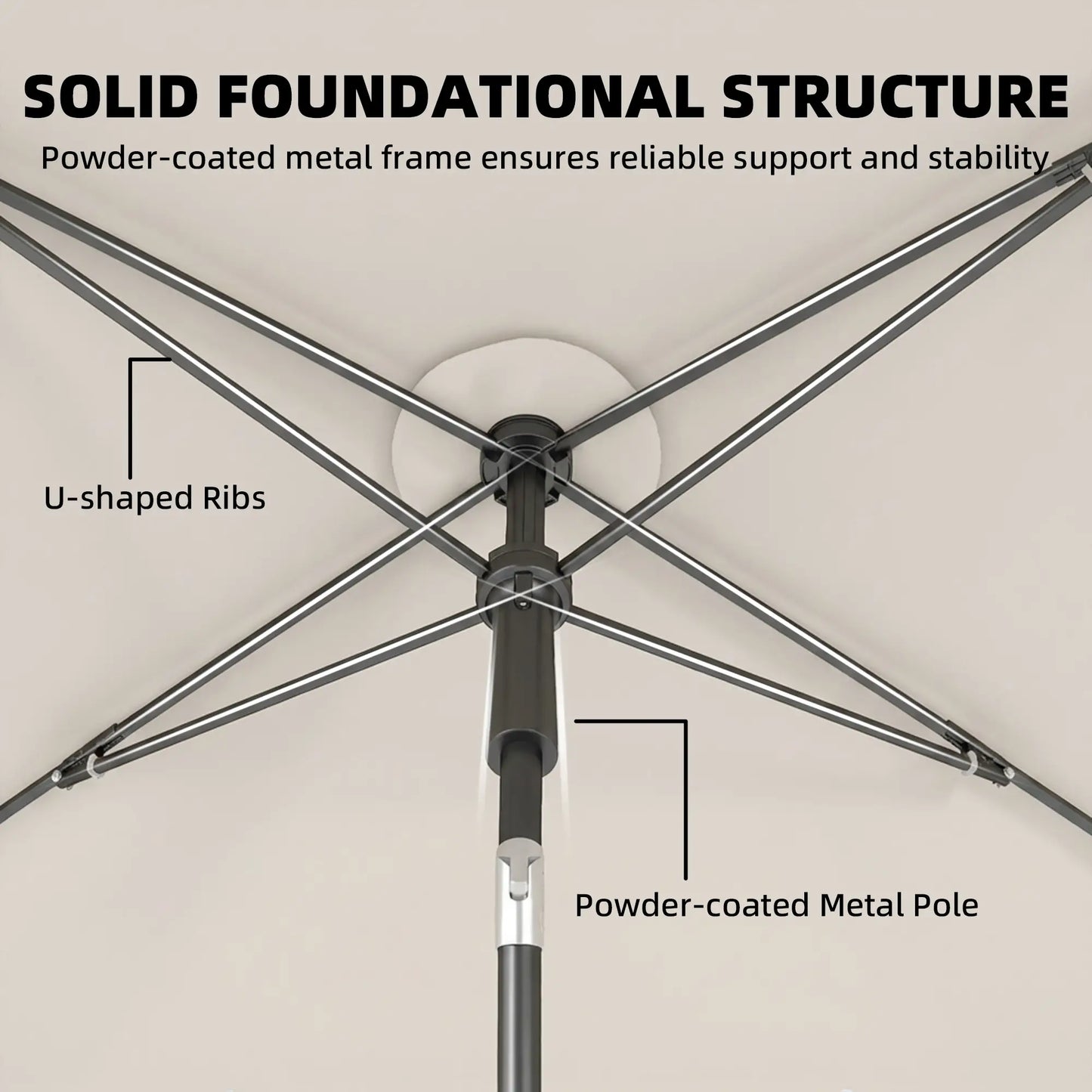 6' x 4' Beige Rectangular Patio Umbrella with Tilt Crank, Beige Sun Umbrellas at Gallery Canada