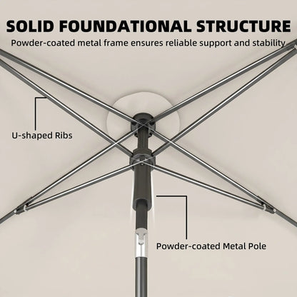 6' x 4' Beige Rectangular Patio Umbrella with Tilt Crank, Beige Sun Umbrellas at Gallery Canada