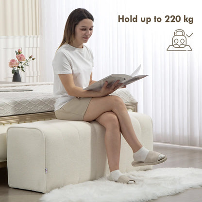 43" Upholstered Bed Bench, 485 lbs Capacity, Cream White Storage Ottomans & Benches at Gallery Canada