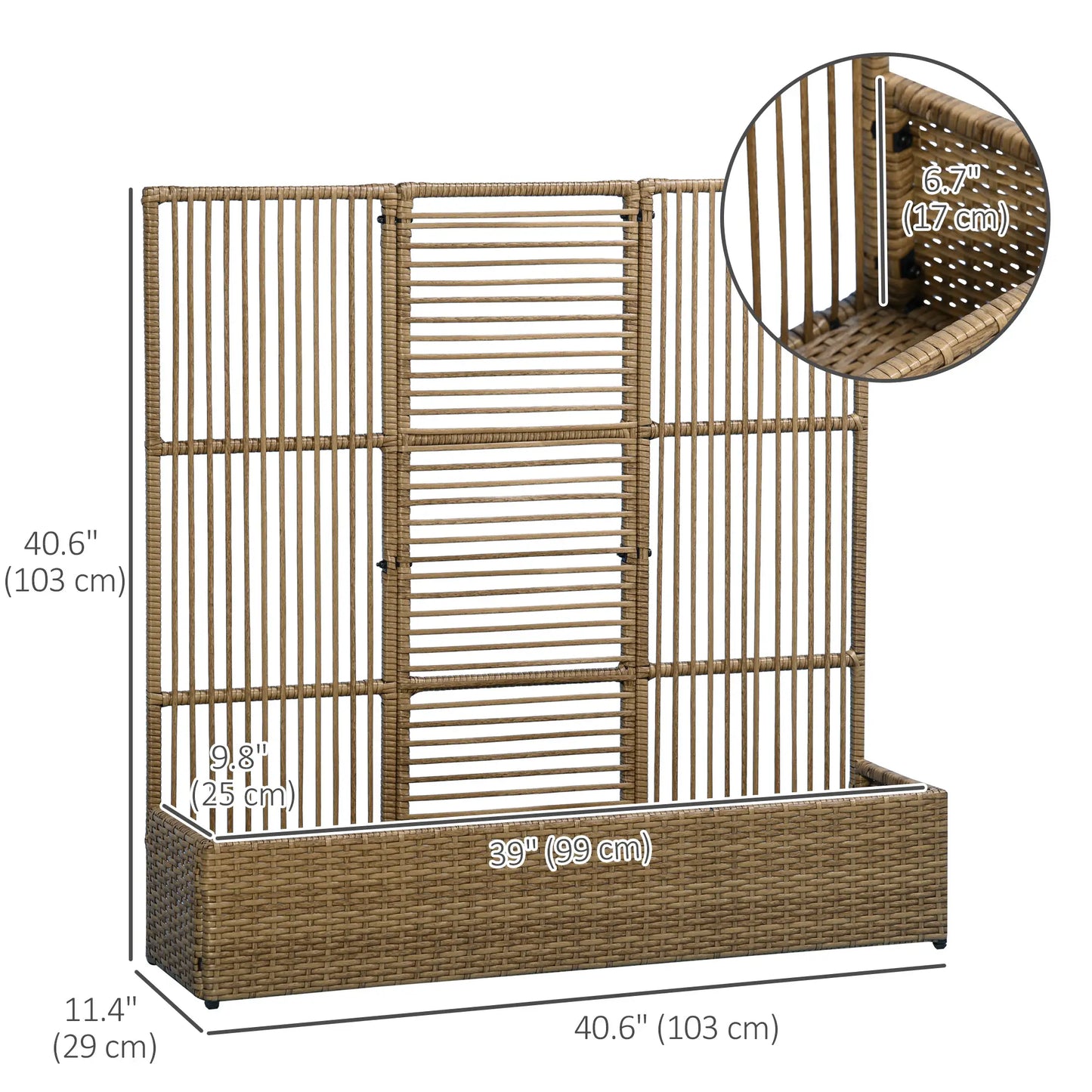 Raised Garden Bed with Lattice Trellis, Rattan Planter with Storage, Sand Brown Raised Garden Beds at Gallery Canada