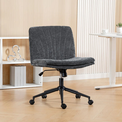 Criss Cross Chair with Wheels, Wide Office Chair, Adjustable Height, Tilting, Grey Task Chairs at Gallery Canada