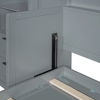 Queen Murphy Bed with Closet, Drawers, Shelves, 114" L x 17" W x 87" H, Grey Bed Frames at Gallery Canada