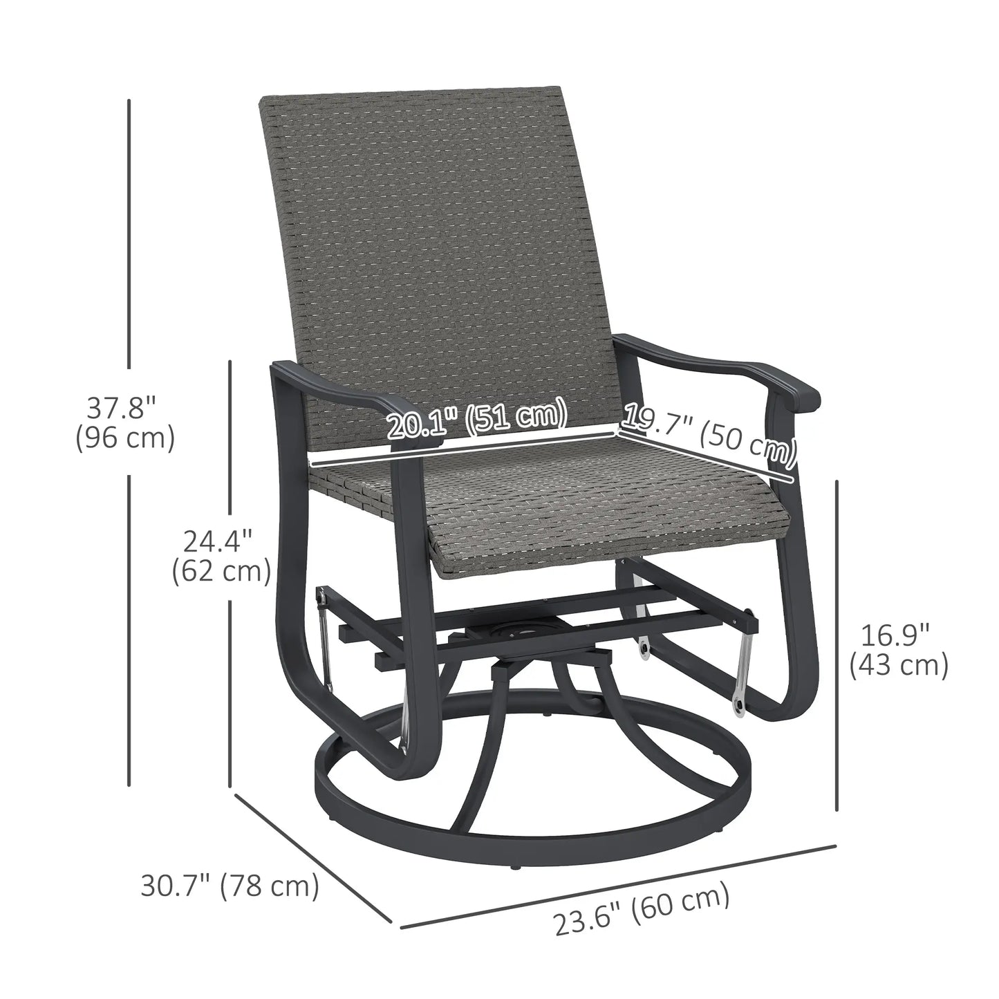 Rattan Patio Glider, Wicker Outdoor Chair, Steel Frame, Grey Outdoor Gliders at Gallery Canada