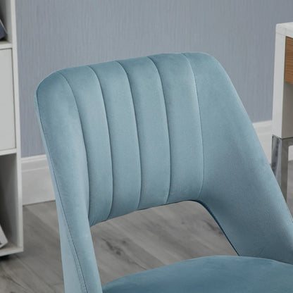 Mid Back Office Chair, Velvet Fabric, Swivel, Scallop Shape, Sky Blue Office Chairs at Gallery Canada