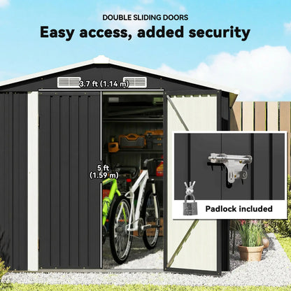10' x 10' Metal Shed, Heavy Duty Outdoor Storage, Dark Grey Sheds at Gallery Canada