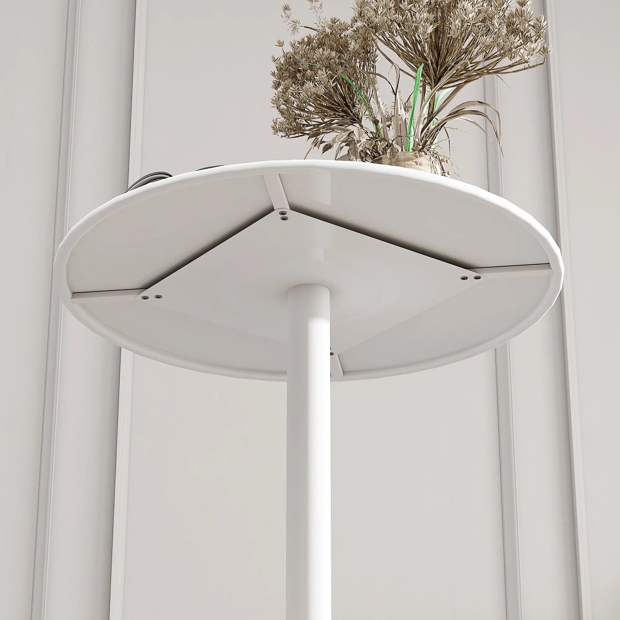 Round Bar Table for 2, Steel Frame, Easy Assembly, White Bar Tables at Gallery Canada