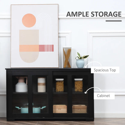 Modern Kitchen Sideboard, Stackable Storage Cabinet, Sliding Glass Door, Black Bar Cabinets at Gallery Canada