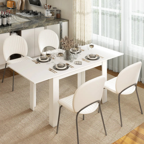 Modern Extendable Dining Table, 55.1 x 31.5 in, For 6-8 People, White
