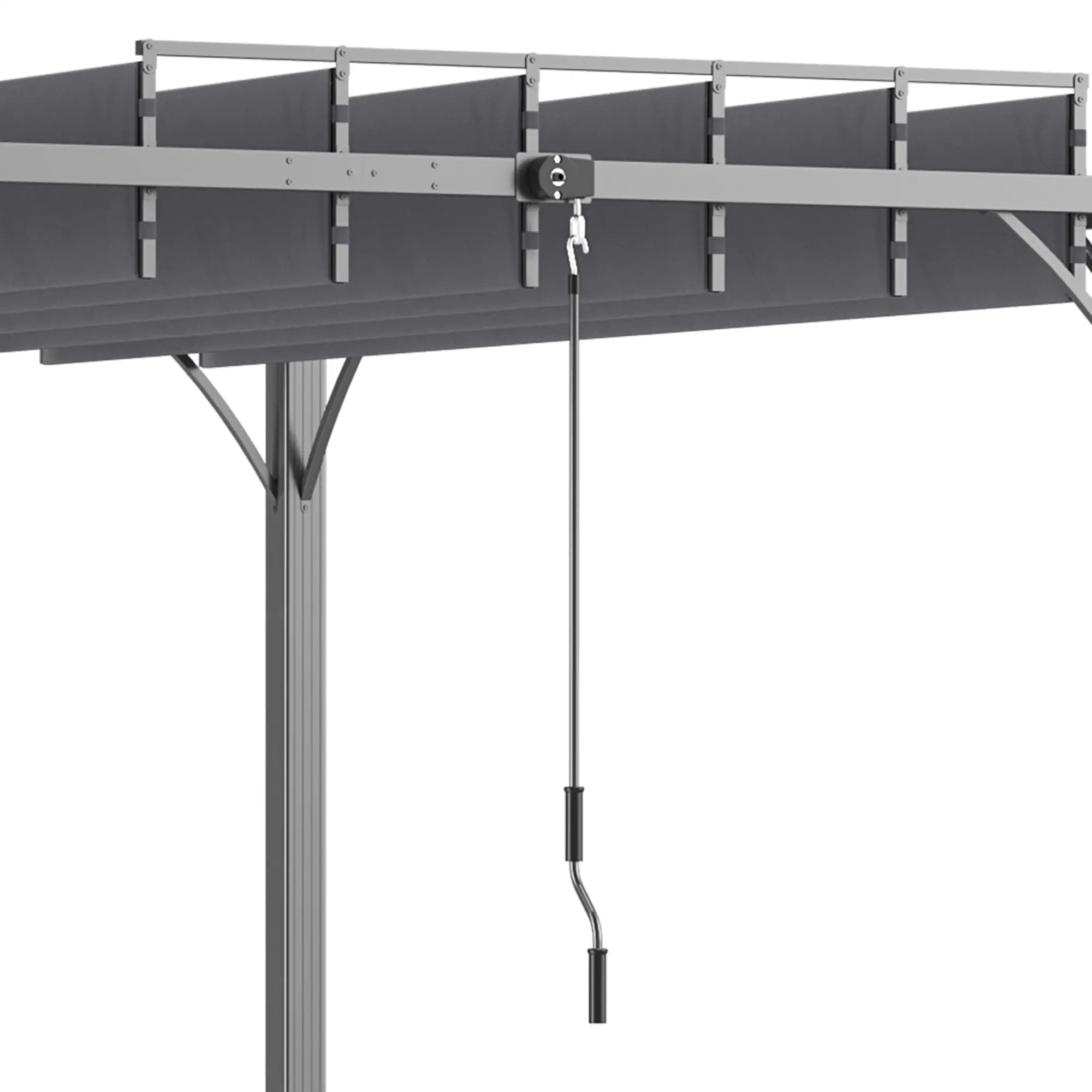 9.5' x 9.7' Outdoor Pergola, Retractable Roof, Aluminium Louvered Canopy, Grey Pergolas at Gallery Canada