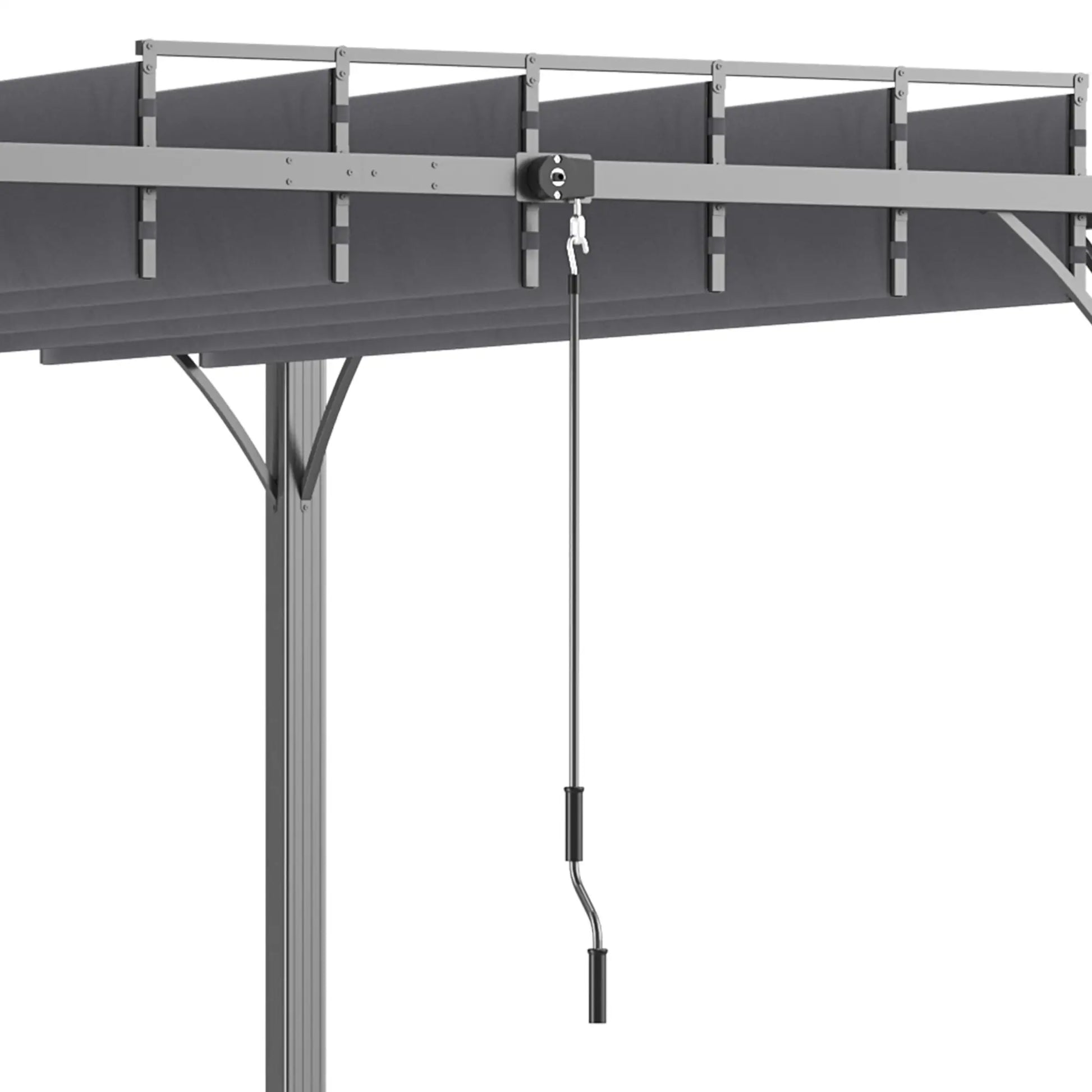 9.5' x 9.7' Outdoor Pergola, Retractable Roof, Aluminium Louvered Canopy, Grey Pergolas at Gallery Canada