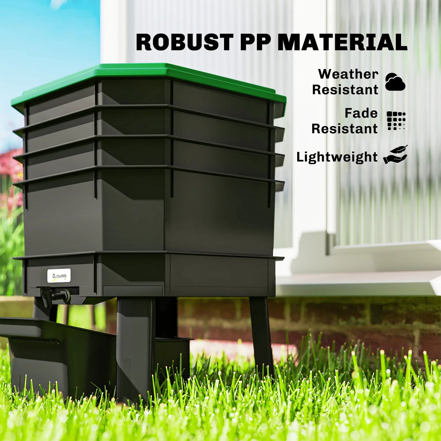 4-Tray Worm Composter Bin, 7.4 Gal, Dark Green Garden Accessories at Gallery Canada