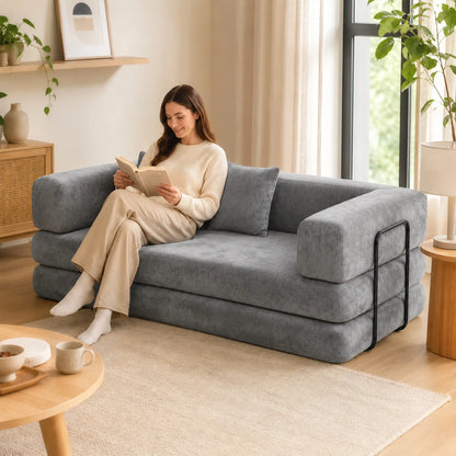 81" Convertible Sofa Bed 5-in-1, Grey, Deep Seat Sofas & Reclining Chairs at Gallery Canada