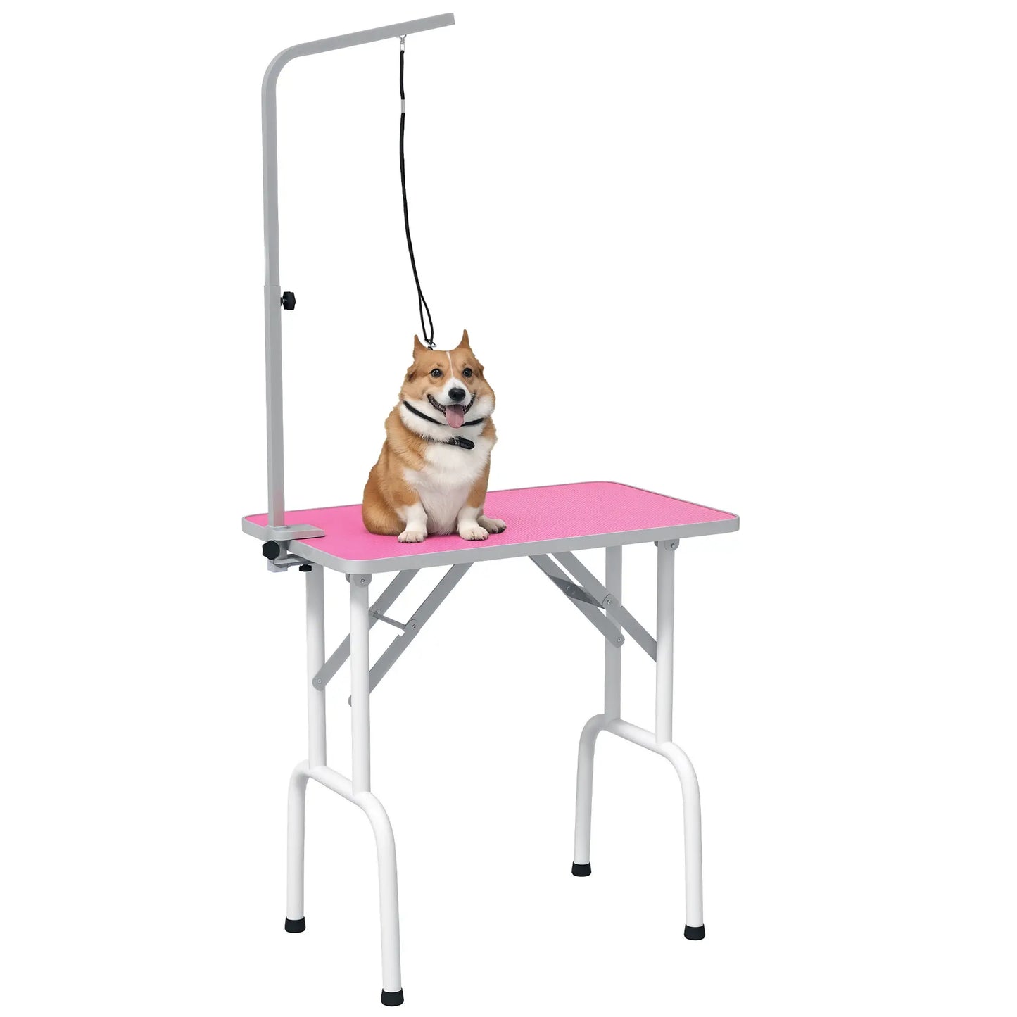 Foldable Pet Grooming Table, Adjustable Arm, Non-Slip Surface, Pink Dog Grooming Tables at Gallery Canada