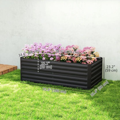 Galvanized Raised Garden Bed, Steel Outdoor Planter, 71" x 35" x 23", Black Raised Garden Beds at Gallery Canada