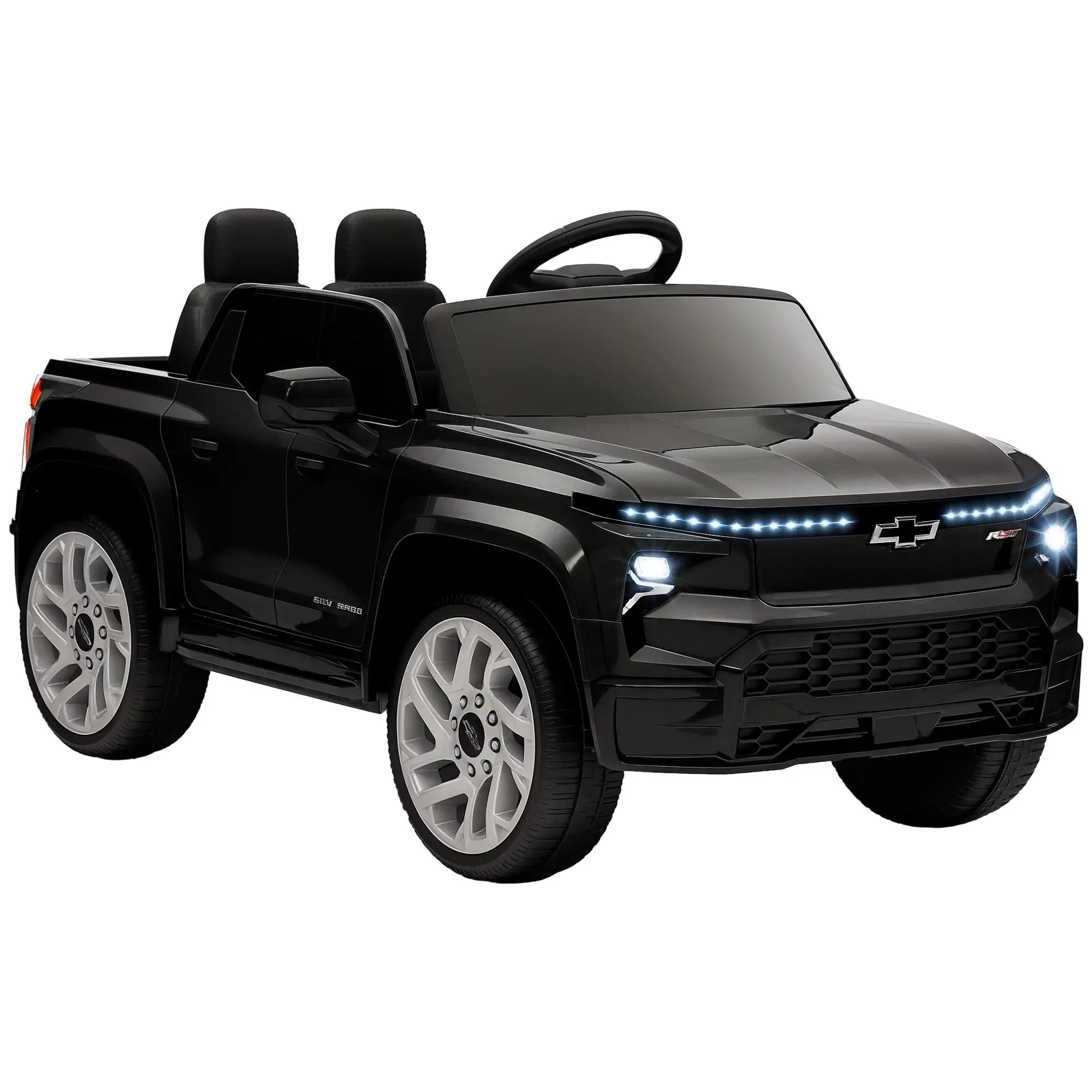 12V Chevrolet Silverado EV RST Licensed Kids Car, Remote, Black Electric Toy Cars at Gallery Canada