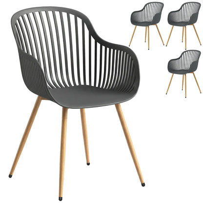 Outdoor Dining Chairs Set of 4, Patio Chairs, Slotted Backrest, Grey Patio Chairs at Gallery Canada