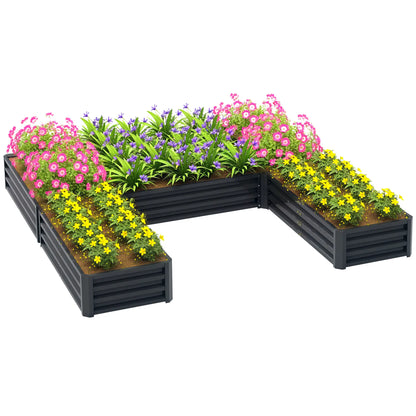 Steel Raised Garden Bed, Set of 5, 8x8x1ft, Dark Grey Raised Garden Beds at Gallery Canada
