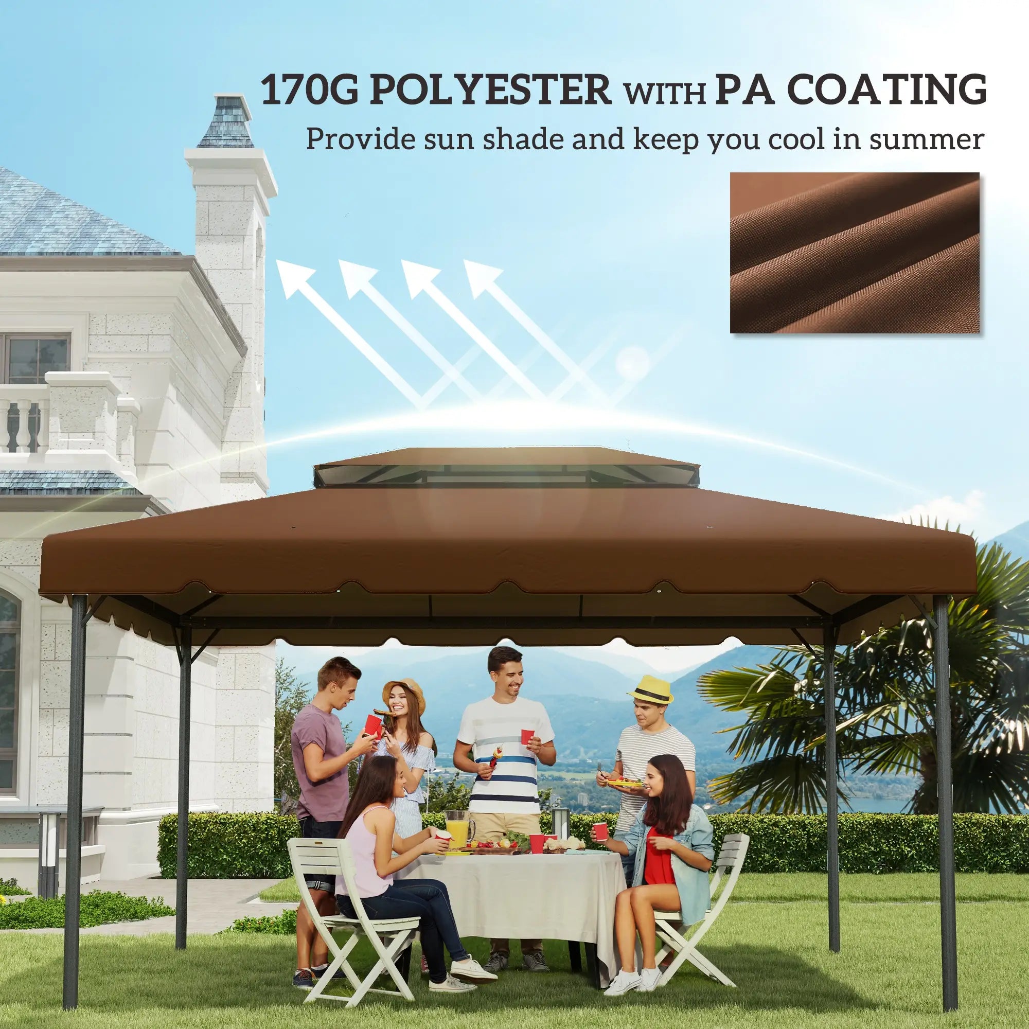 13' x 10' Gazebo Canopy, Double Vented Roof, Coffee Gazebo Canopy Replacement at Gallery Canada