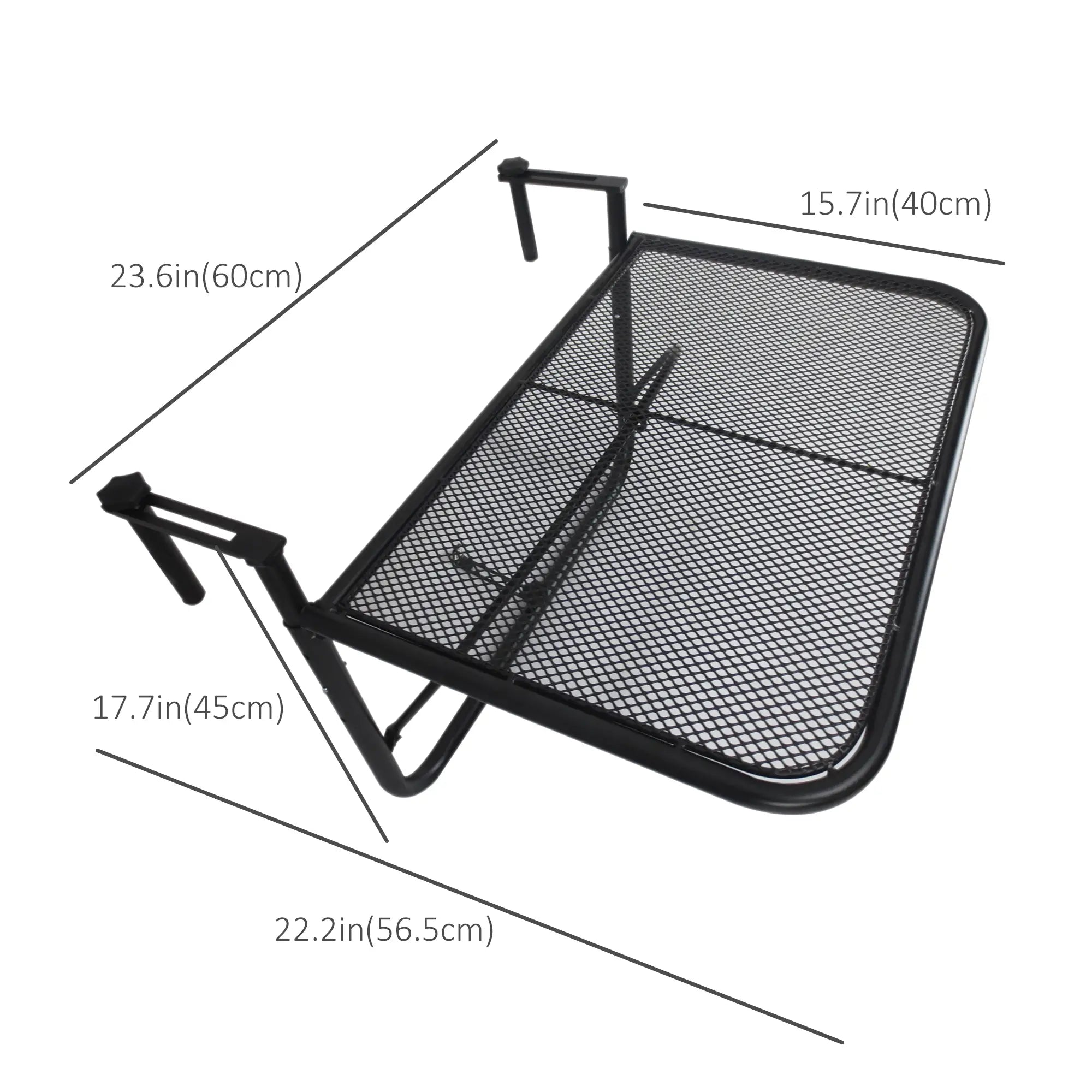 Adjustable Balcony Hanging Table, Metal Wall Desk, Outdoor Flower Stand, Black Balcony Table Hanging at Gallery Canada