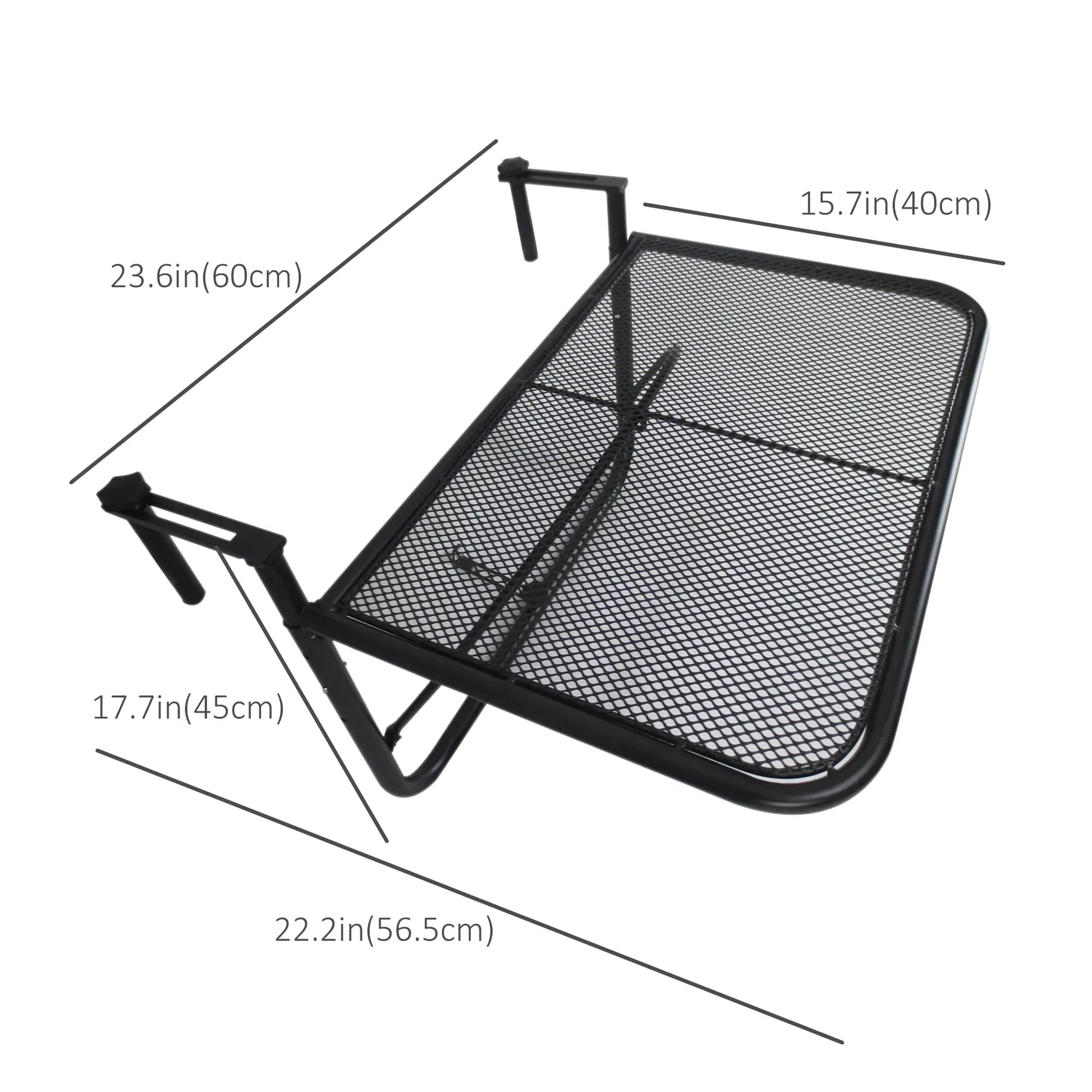 Adjustable Balcony Hanging Table, Metal Wall Desk, Outdoor Flower Stand, Black Balcony Table Hanging at Gallery Canada