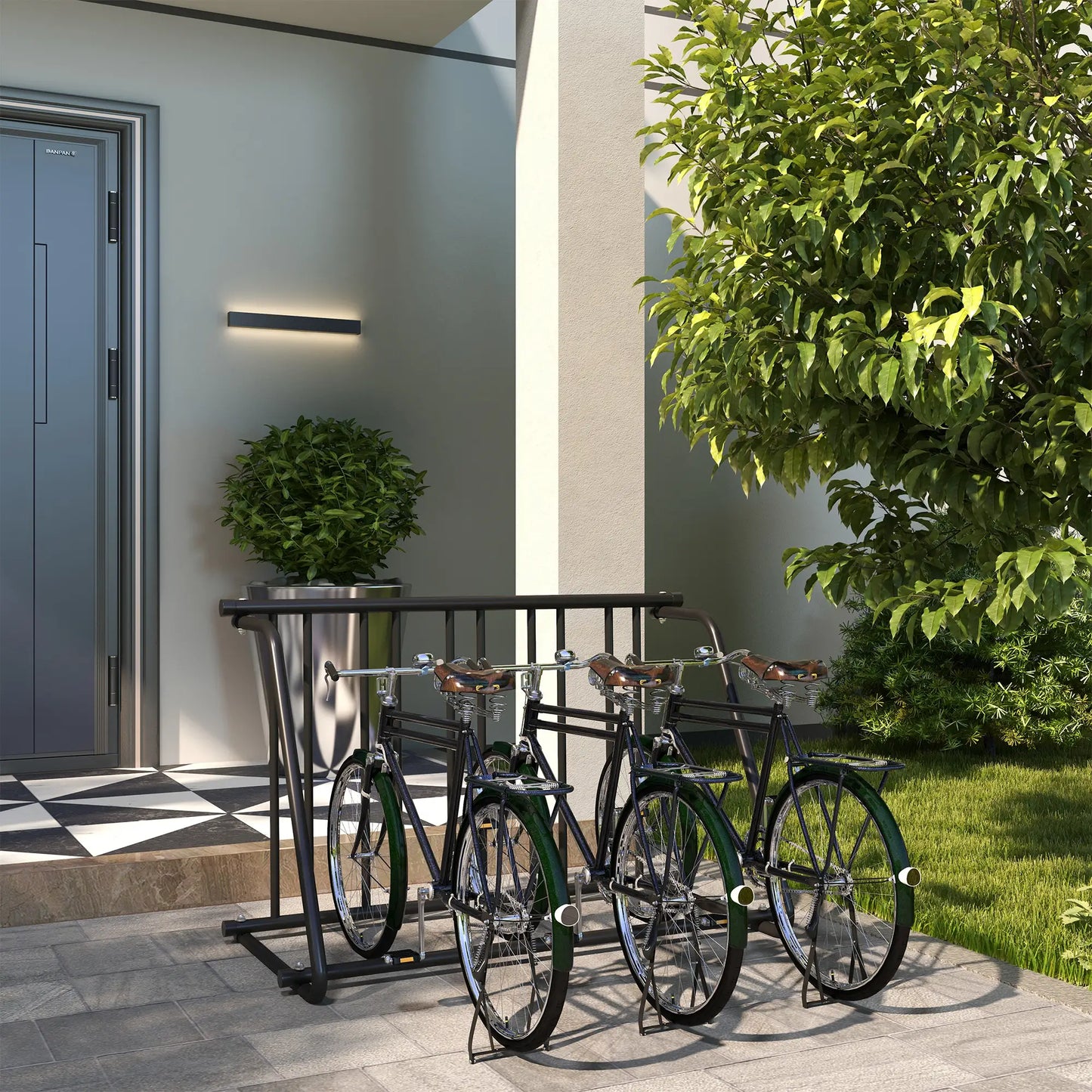 Steel Bike Rack, 45", 3-Bike Capacity, for Garages Streets Yards Bike Parking Stands at Gallery Canada