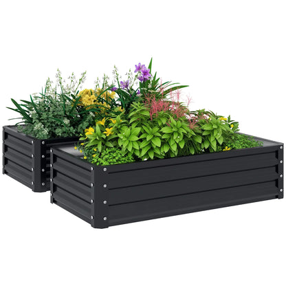 4' x 2' x 1' Galvanized Raised Garden Bed, Set of 2, Grey