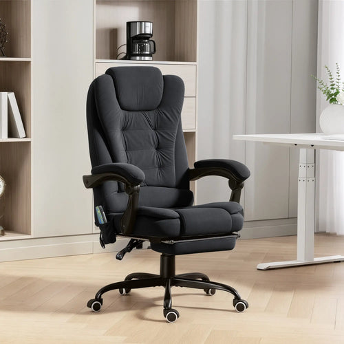 7-Point Vibrating Massage Chair with Footrest, Reclining Back, Black