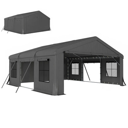 20' x 20' Heavy Duty Carport, Portable Garage Canopy Tent, Dark Grey Car Shelters at Gallery Canada