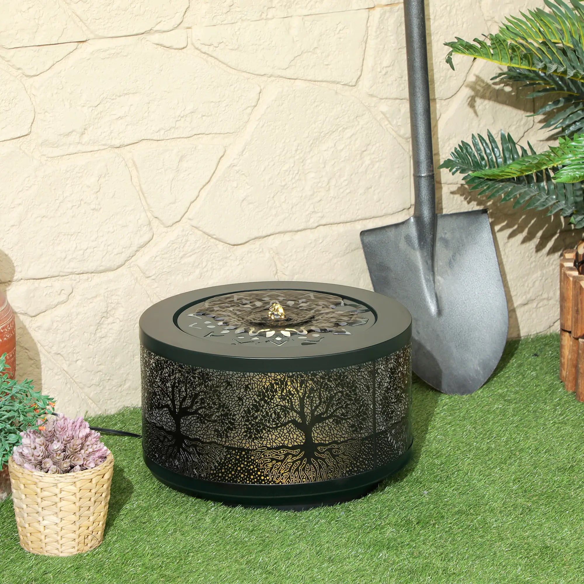 Outdoor Water Fountain with LED Lights, 10