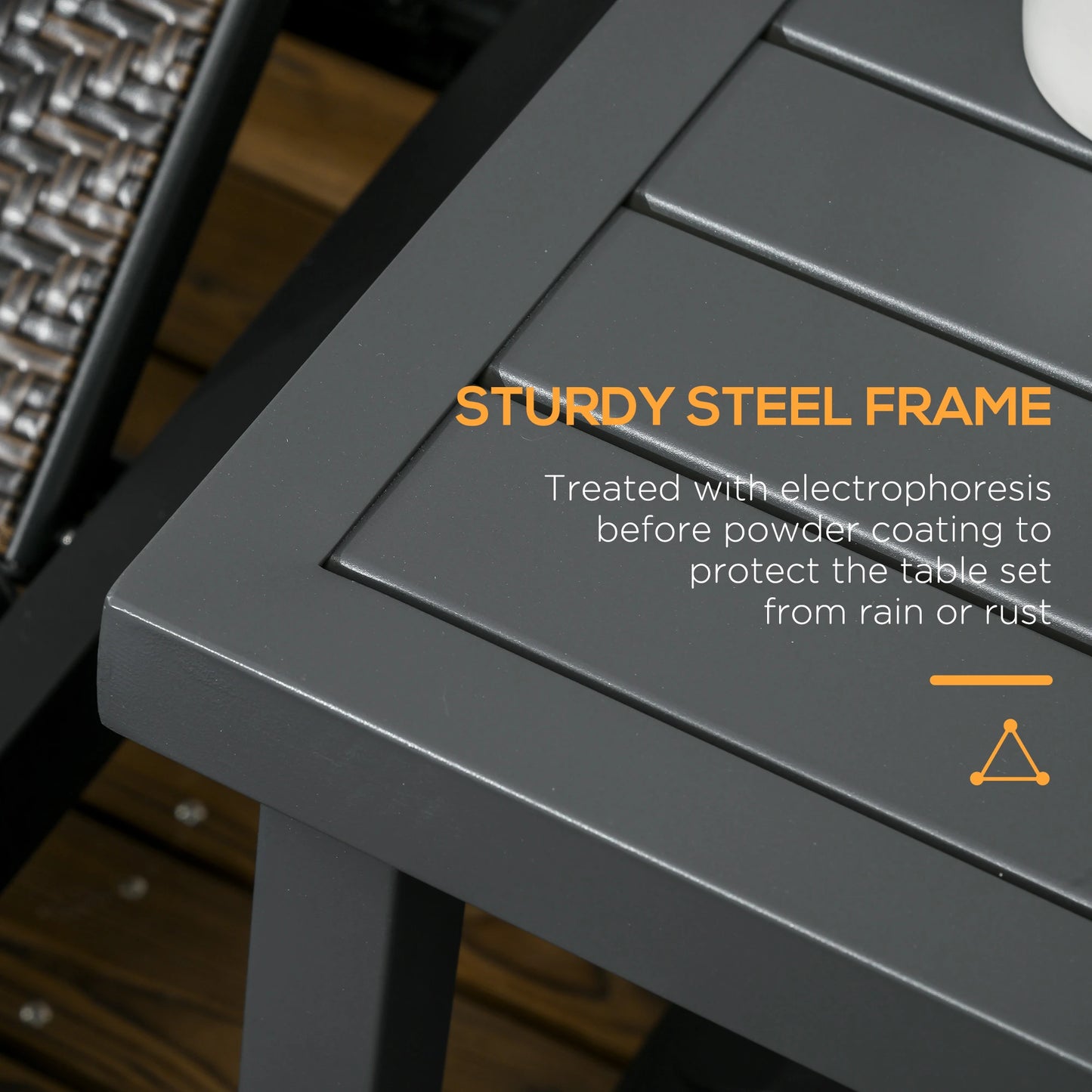 Outdoor Side Table, Patio End Table with Umbrella Hole, Steel Frame, Gray Patio Side Tables at Gallery Canada