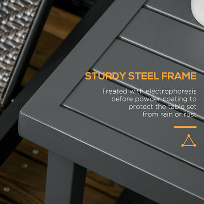 Outdoor Side Table, Patio End Table with Umbrella Hole, Steel Frame, Gray Patio Side Tables at Gallery Canada