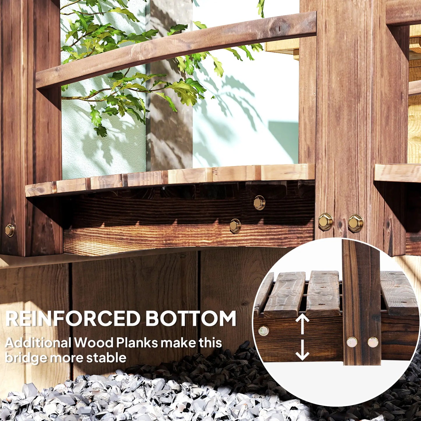 5FT Wood Garden Bridge, Outdoor Decorative Landscape, Stained Wood Garden Bridges at Gallery Canada