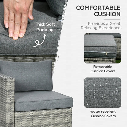 6-Piece Outdoor PE Rattan Sofa Set, Thick Cushions, Glass Top Table, Mixed, Grey Patio Furniture Sets at Gallery Canada