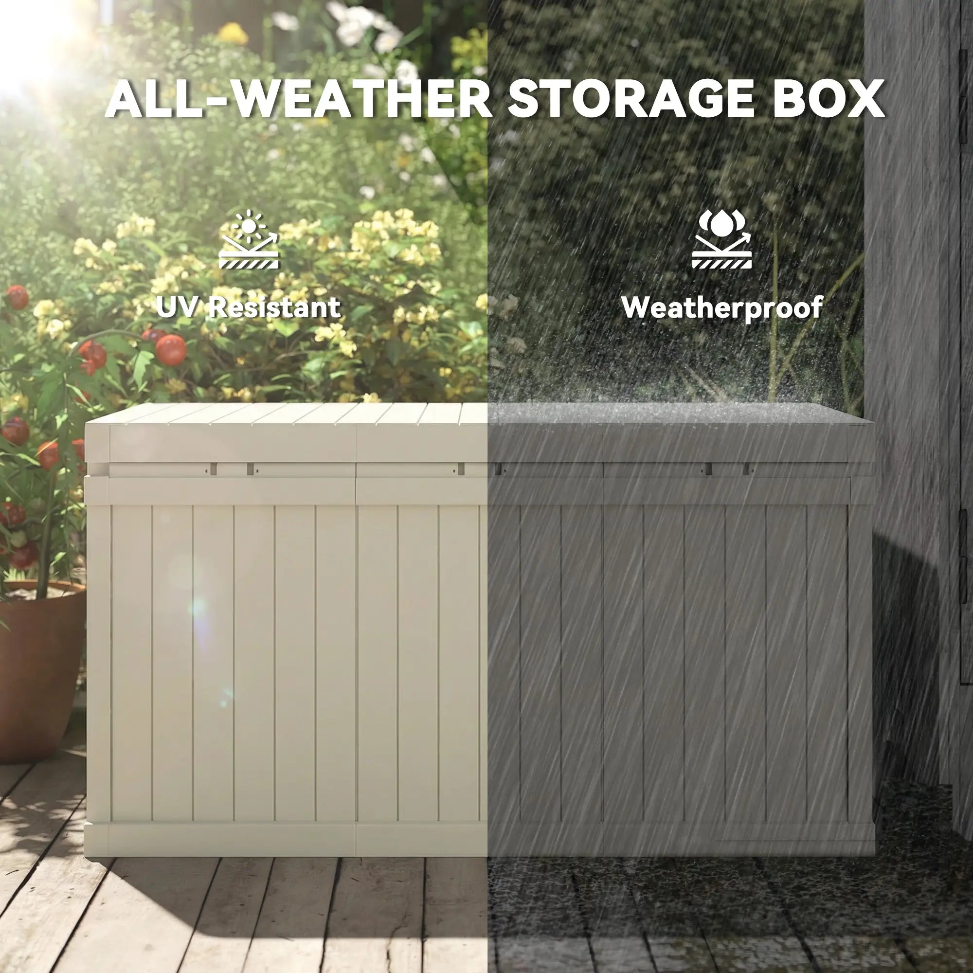 70 Gallon Resin Deck Box, Waterproof Outdoor Storage Container Patio Storage Boxes at Gallery Canada