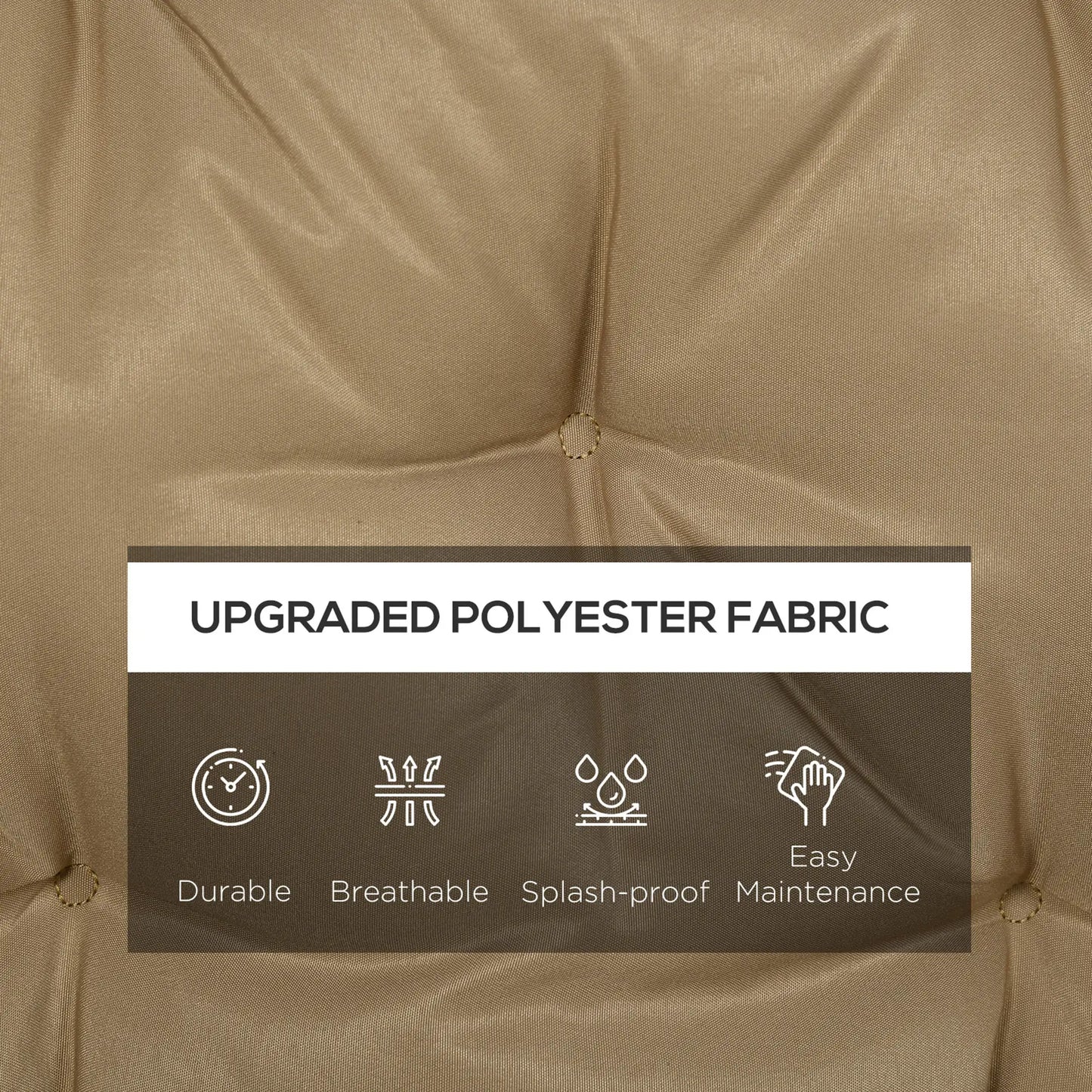 Porch Swing Cushion, Garden Bench Cushion with Backrest, Non-Slip 3-Seater, 59.1" x 38.6", Khaki Patio Chair Cushions at Gallery Canada