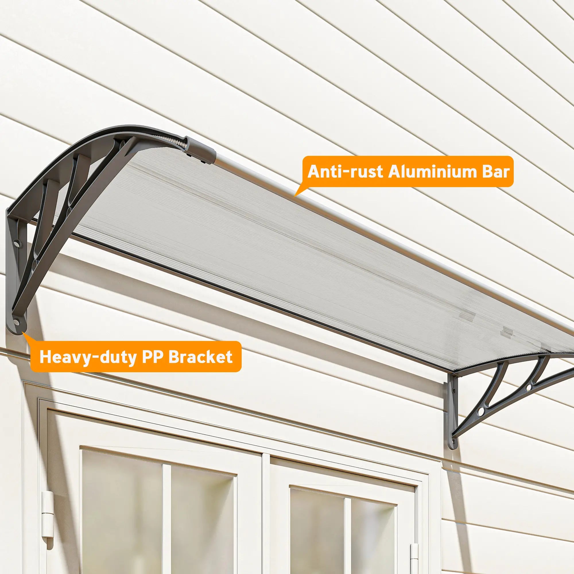 Window Awning Door Canopy, Polycarbonate Patio Cover, 43.3