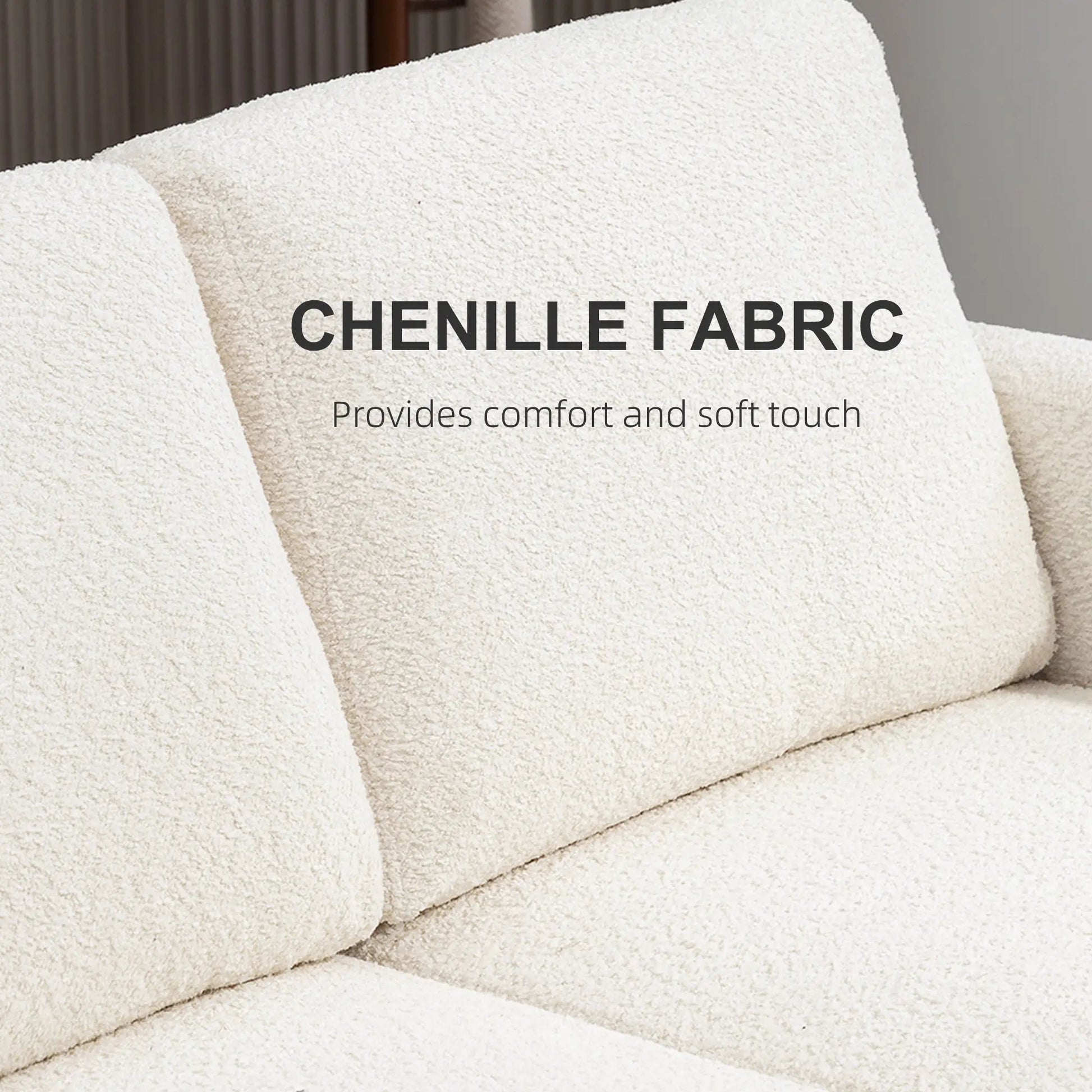 54.3" Loveseat Sofa, 2 Seater, Removable Cushions, Wood Frame, Cream White 2-Seater Sofas at Gallery Canada