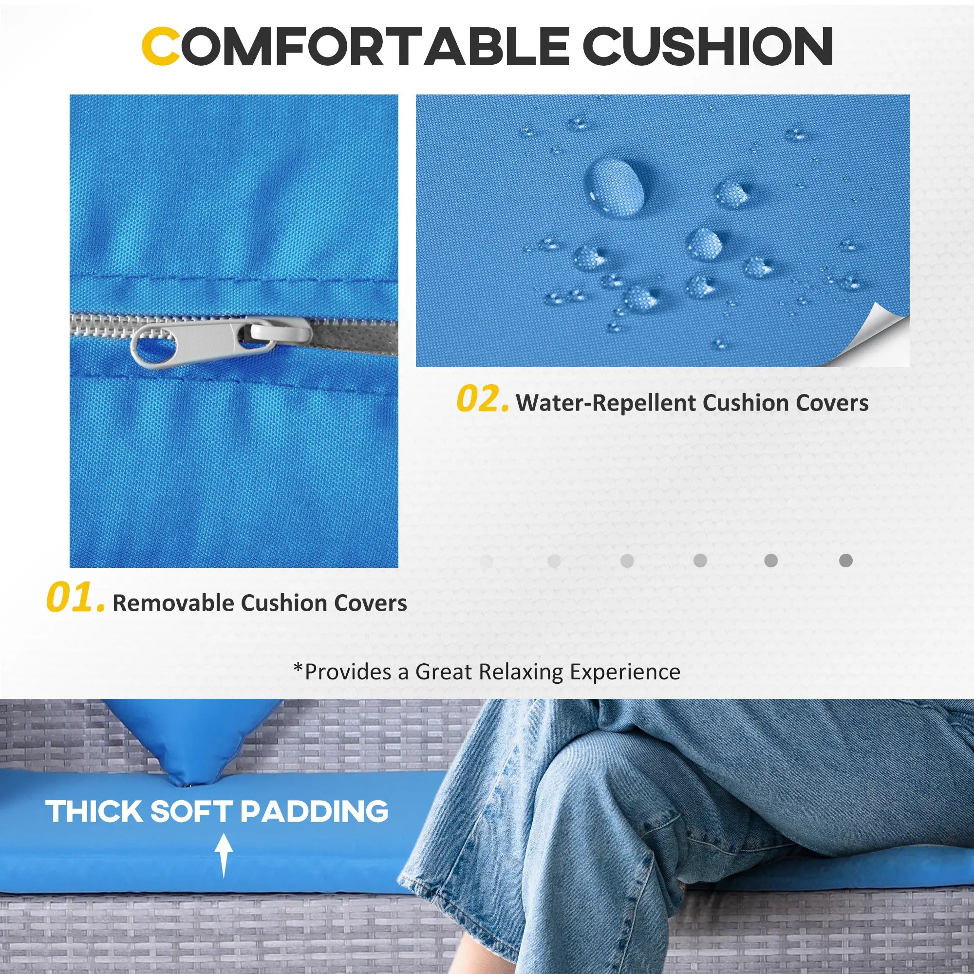 5-Piece Wicker Patio Set, Table, Ottomans, Bright Blue, Blue Patio Furniture Sets at Gallery Canada