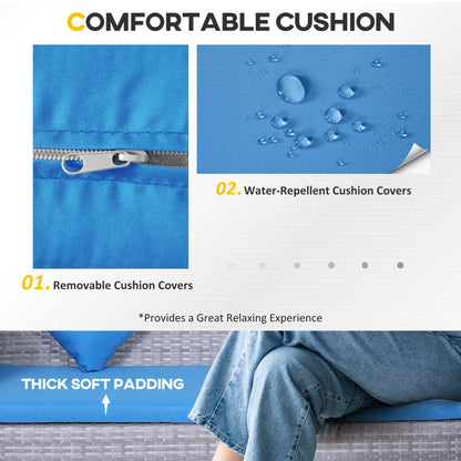 5-Piece Wicker Patio Set, Table, Ottomans, Bright Blue, Blue Patio Furniture Sets at Gallery Canada