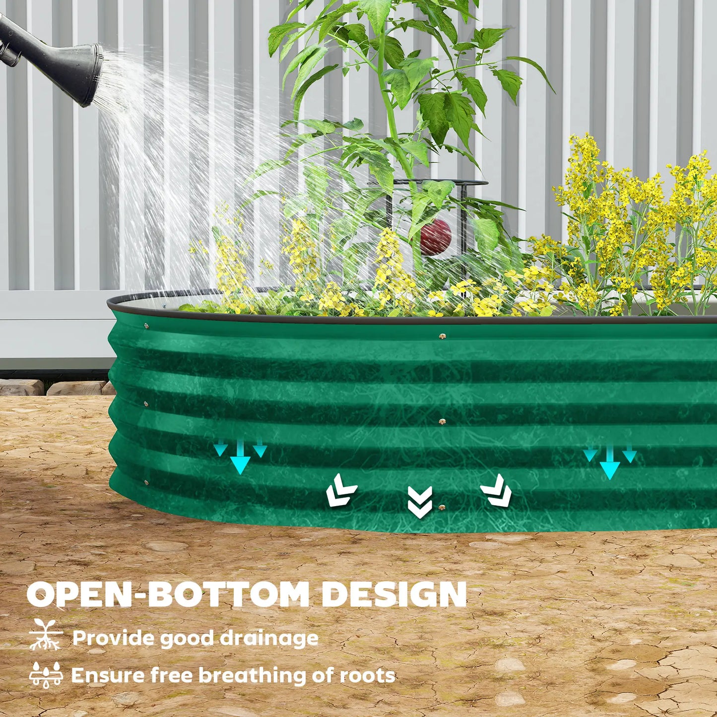 6' x 3' x 1' Galvanized Raised Garden Bed, Green Outdoor Planter Box, Green