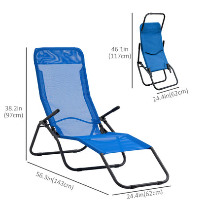 Foldable Patio Lounge Chair, Outdoor Beach Lounger, Breathable Mesh, Zero Gravity, Reclining, Blue Lounger Chairs at Gallery Canada