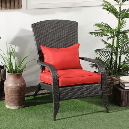 Wicker Adirondack Chair, Outdoor Rattan with Cushions, Red Patio Chairs at Gallery Canada