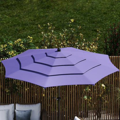 10.7FT Patio Umbrella, 8 Ribs, Crank, Push Button Tilt, Purple Sun Umbrellas at Gallery Canada